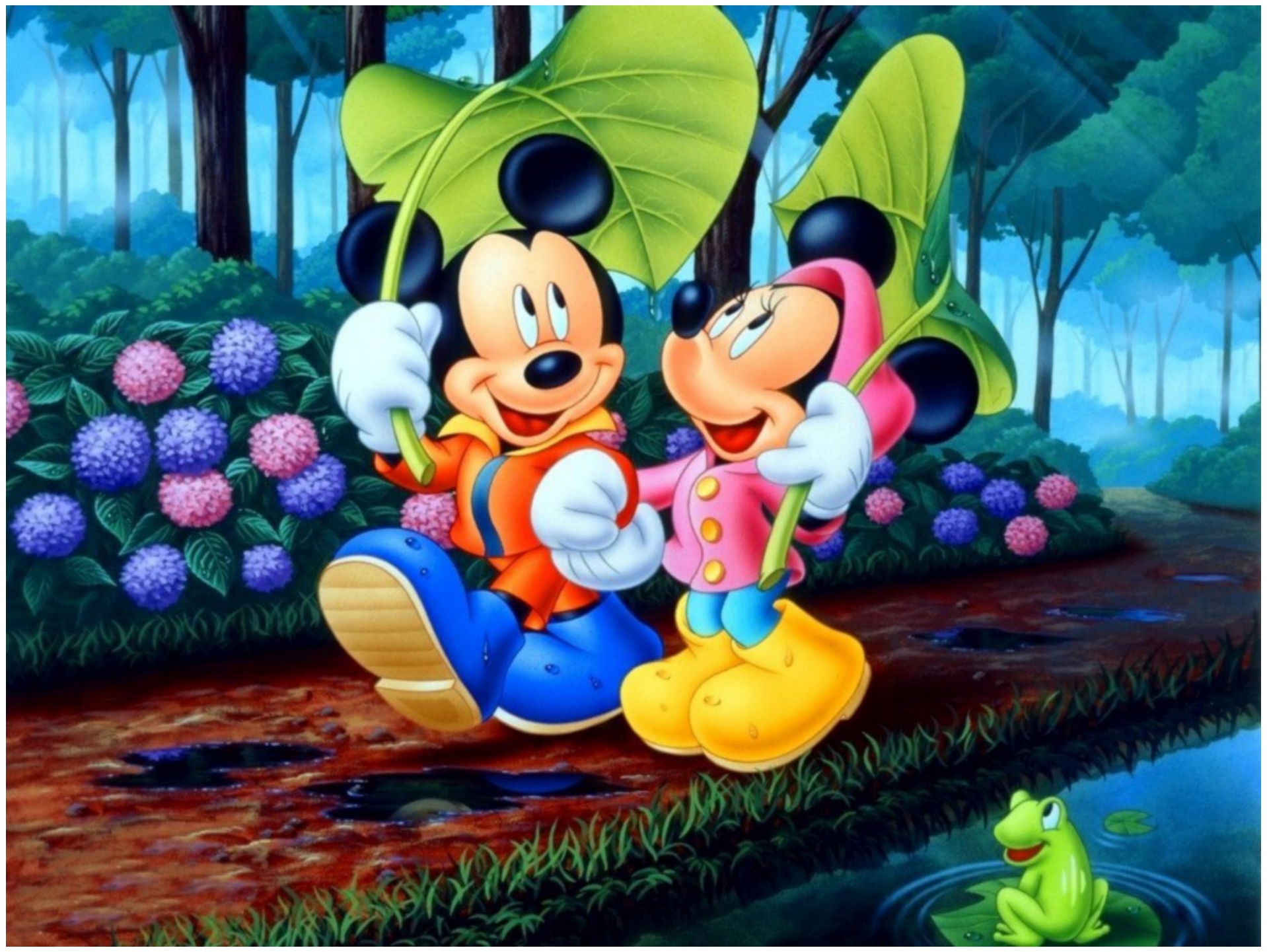 Walking Disney Mickey Mouse Minnie Mouse Wallpaper